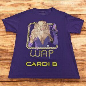 Cardi B WAP Megan Stallion Rap Hip Hop Purple T-Shirt Size XL‎